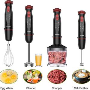 Immersion Hand Blender, 12-Speed Multi-Function Handheld Stick Blender with Stai